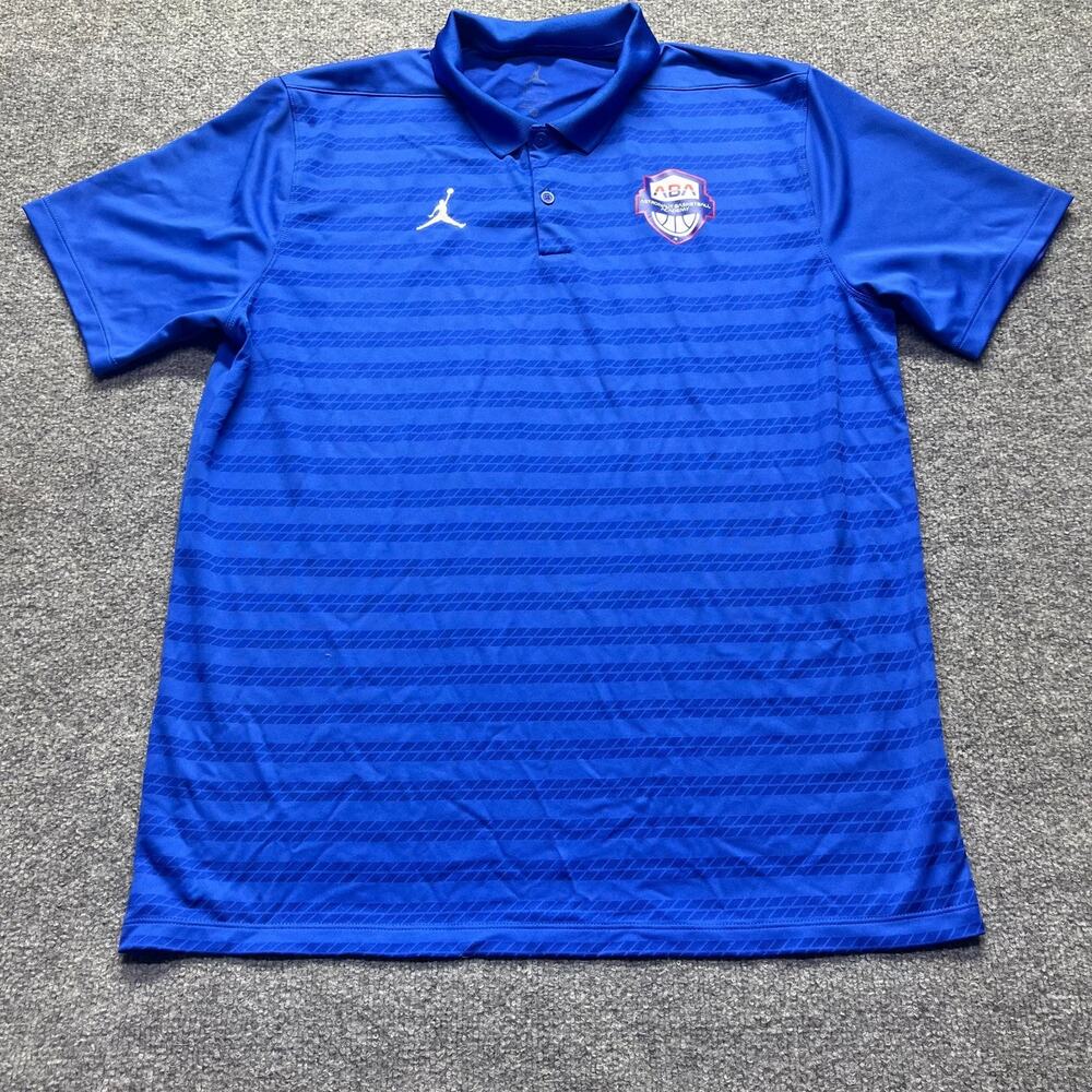 Jordan Dri-FIT Mens Royal Blue ABA Basketball Academy Short Sleeve Polo Size L